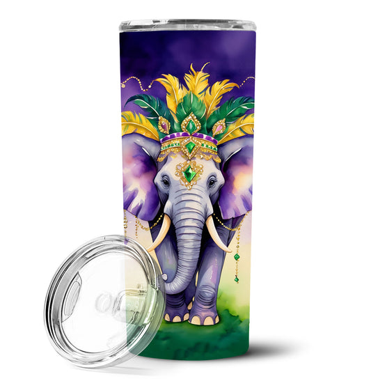 Elephant King of Mardi Gras Stainless Steel Skinny Tumbler