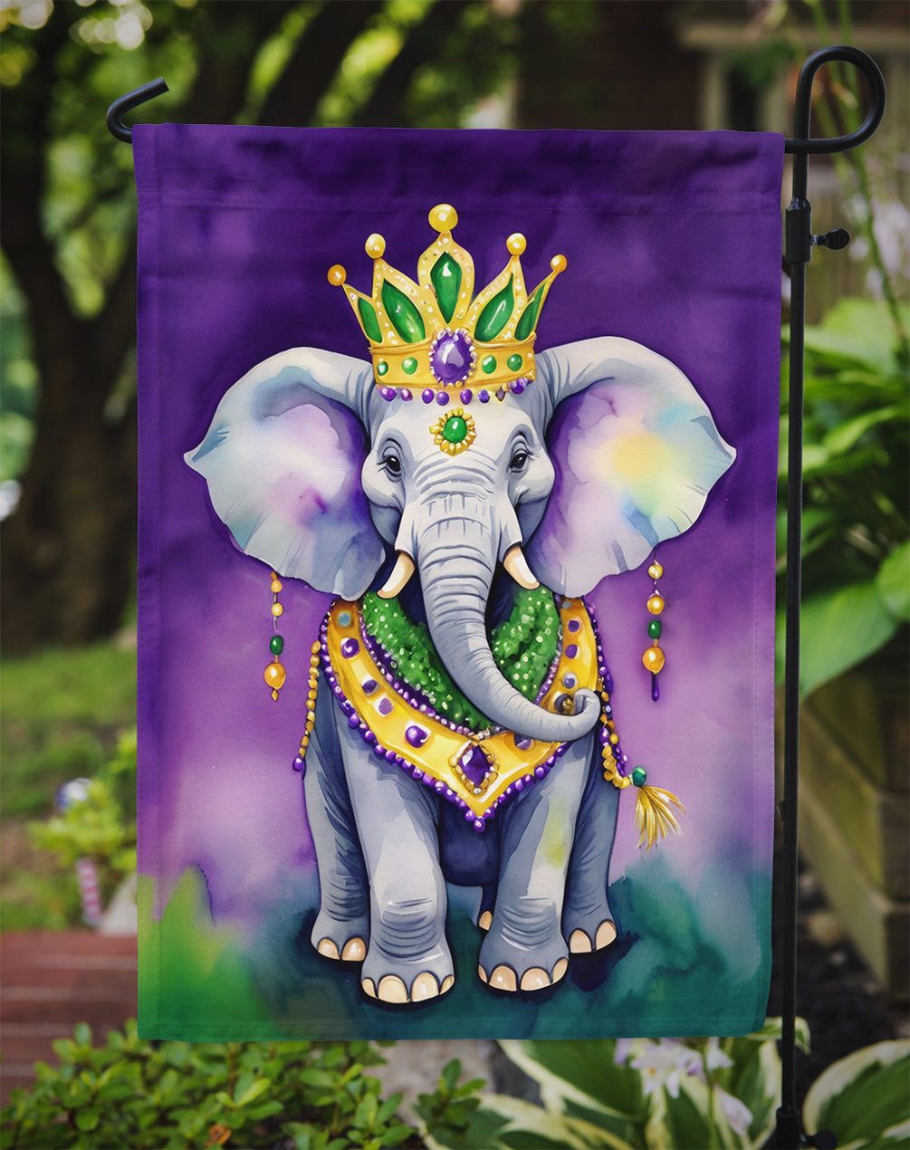 Elephant King of Mardi Gras Garden Flag – Decorative Garden Flag by Caroline's Treasures