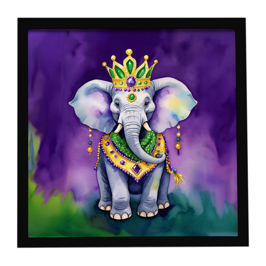 Elephant King of Mardi Gras Framed Metal Print