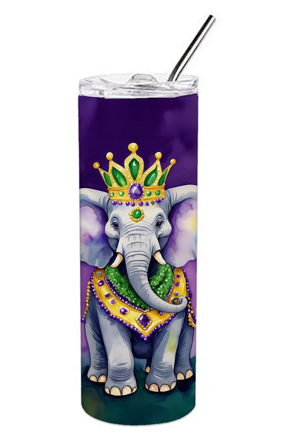 Elephant King of Mardi Gras Stainless Steel Skinny Tumbler