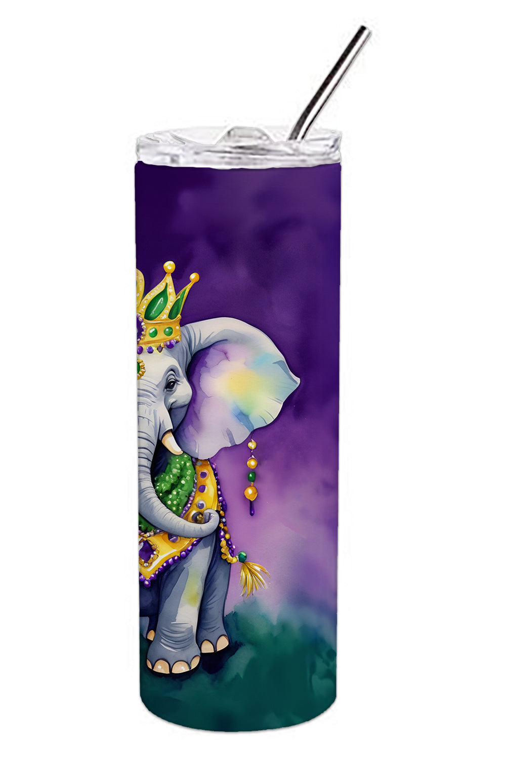 Elephant King of Mardi Gras Stainless Steel Skinny Tumbler