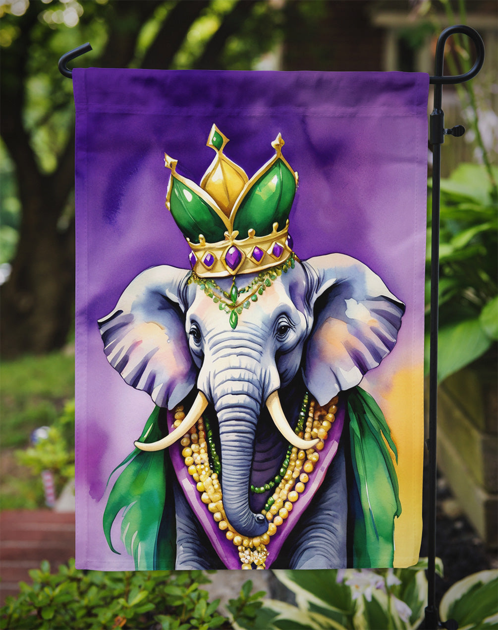 Elephant King of Mardi Gras Garden Flag – Decorative Garden Flag by Caroline's Treasures