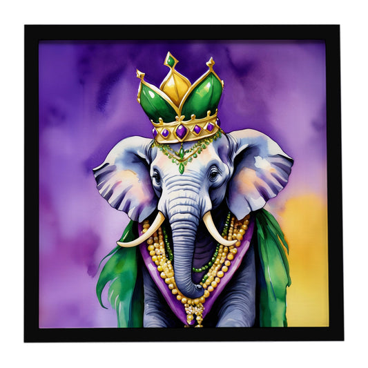 Elephant King of Mardi Gras Framed Metal Print