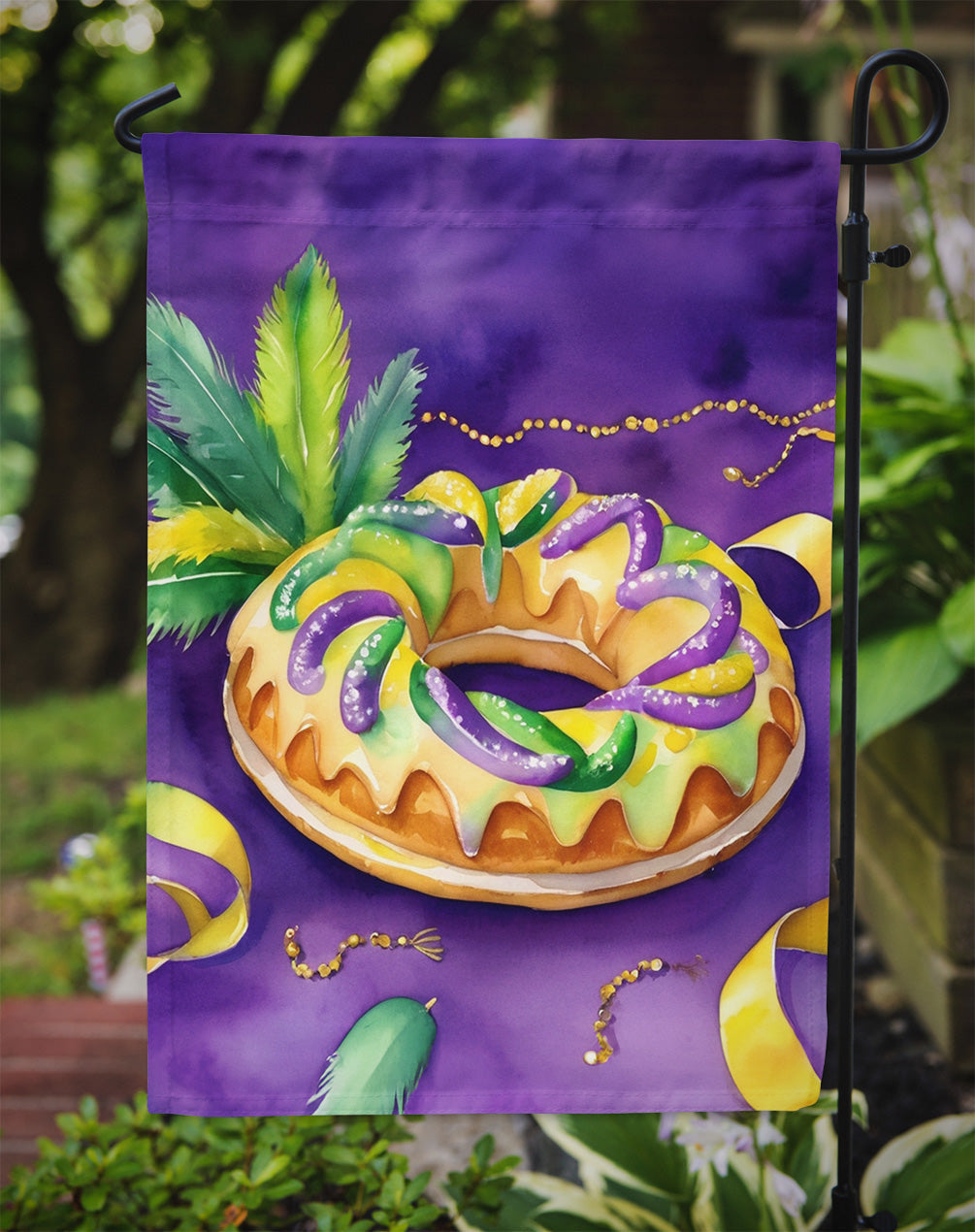 King Cake Mardi Gras Garden Flag – Decorative Garden Flag by Caroline's Treasures