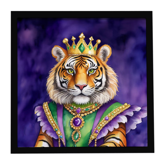 Tiger the King of Mardi Gras Framed Metal Print
