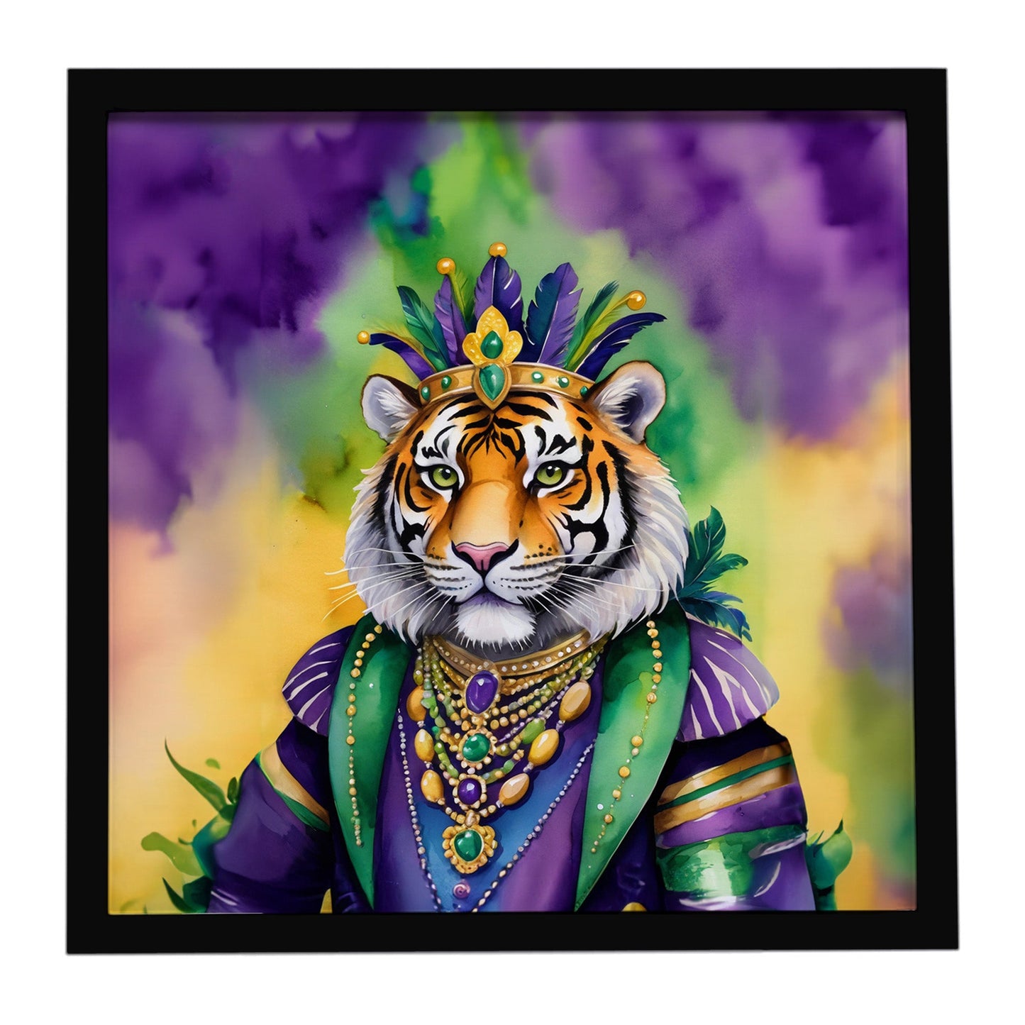 Tiger the King of Mardi Gras Framed Metal Print