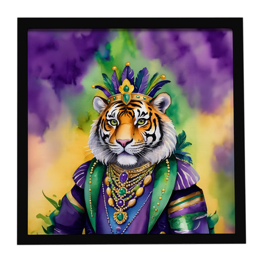Tiger the King of Mardi Gras Framed Metal Print