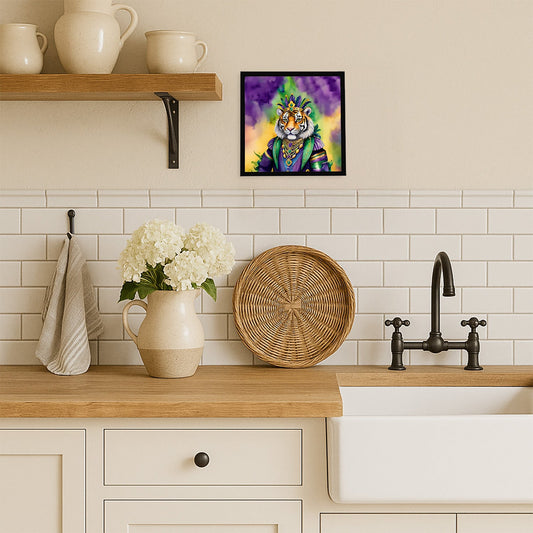 Tiger the King of Mardi Gras Framed Metal Print