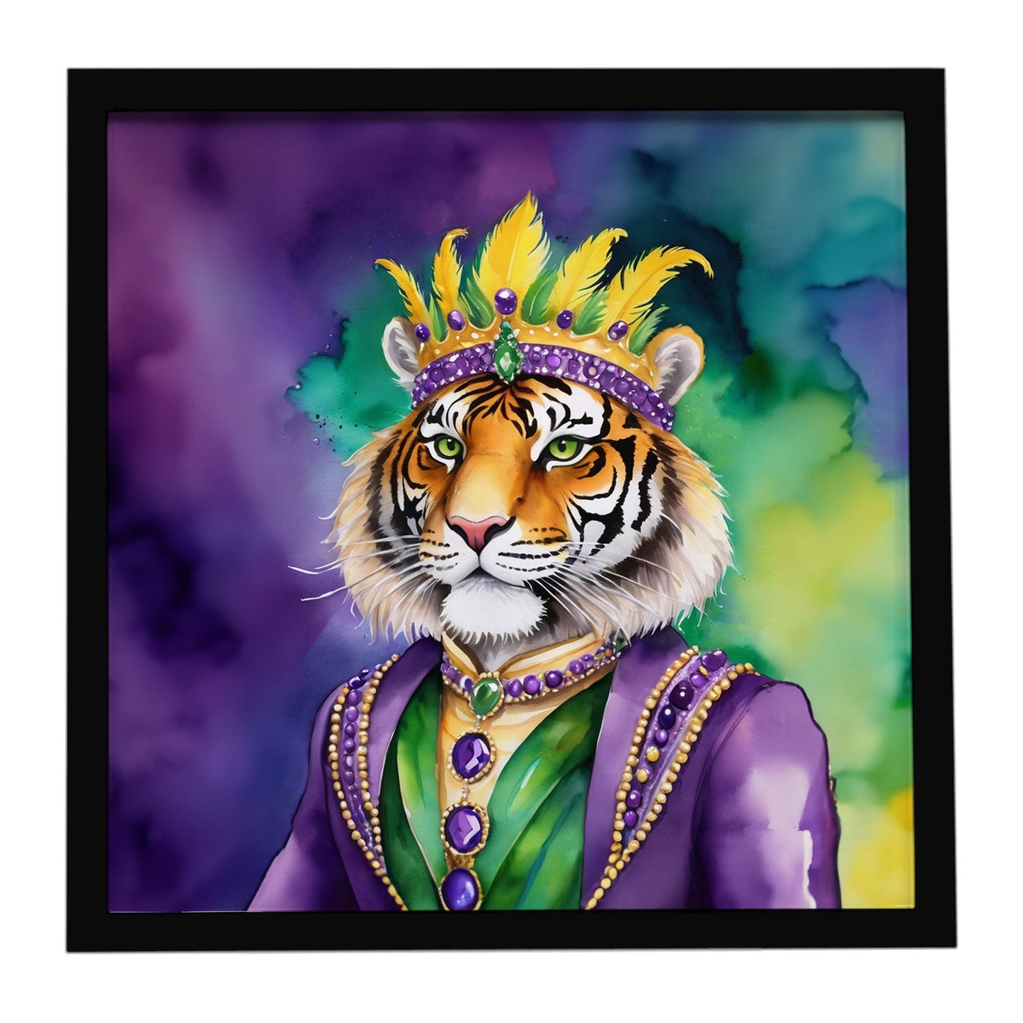 Tiger the King of Mardi Gras Framed Metal Print