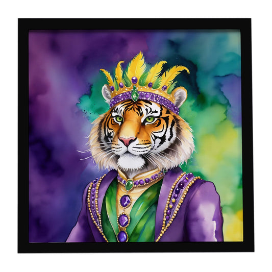 Tiger the King of Mardi Gras Framed Metal Print