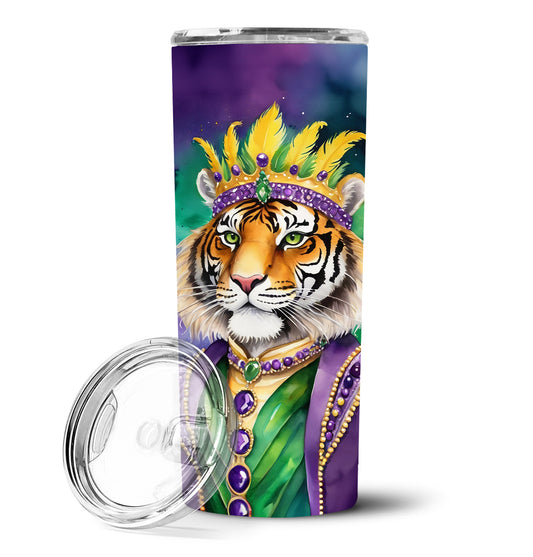 Tiger the King of Mardi Gras Stainless Steel Skinny Tumbler