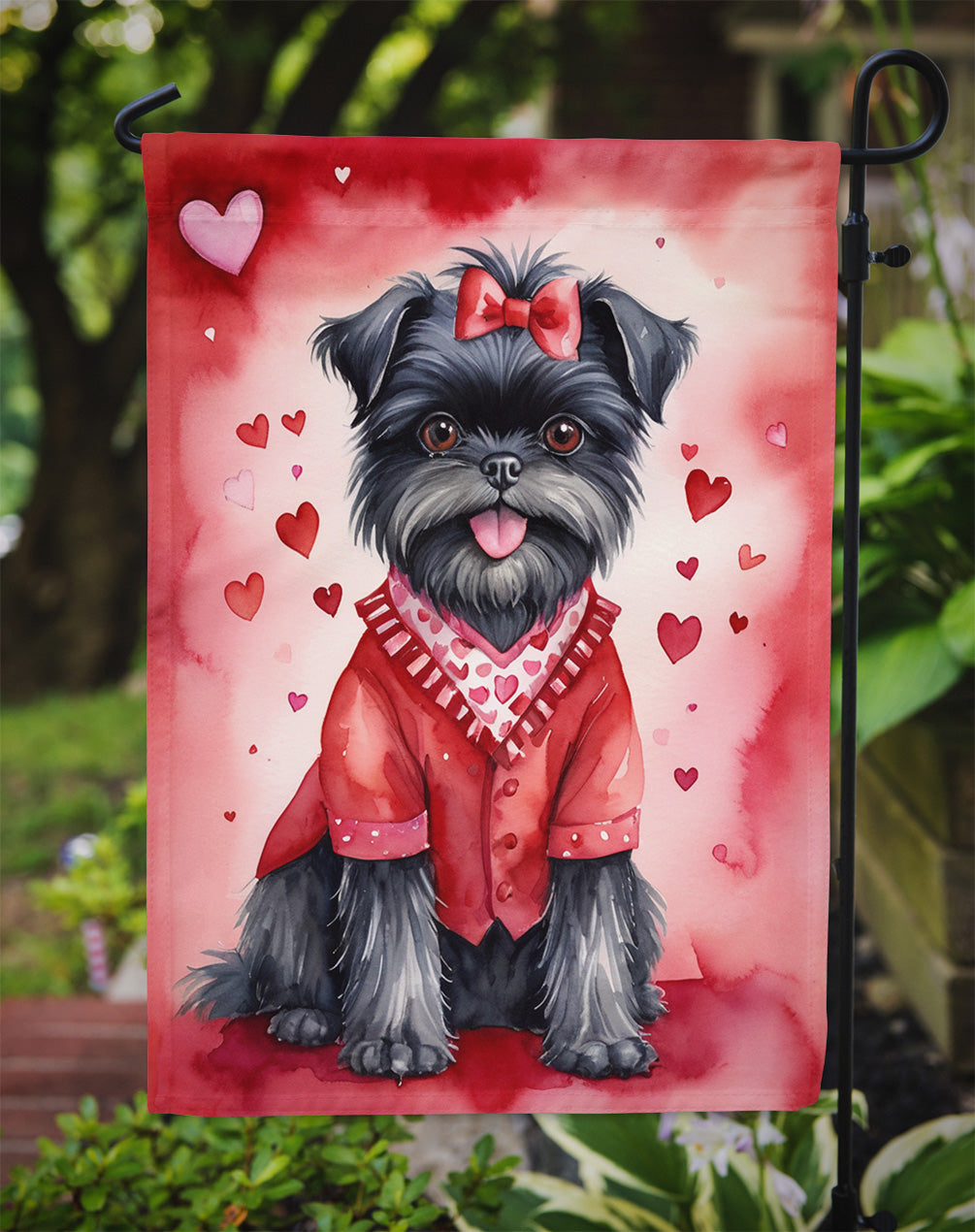 Affenpinscher Valentine’s Day Garden Flag – Dog-Themed Heart Yard Decor