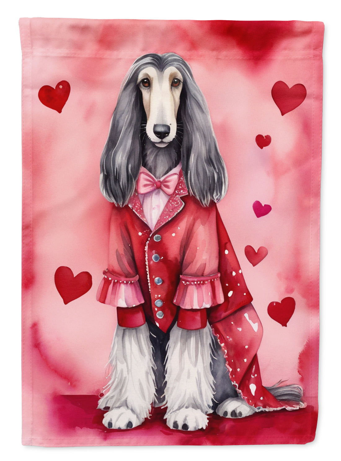 Afghan Hound Valentine’s Day Garden Flag – Dog-Themed Heart Yard Decor