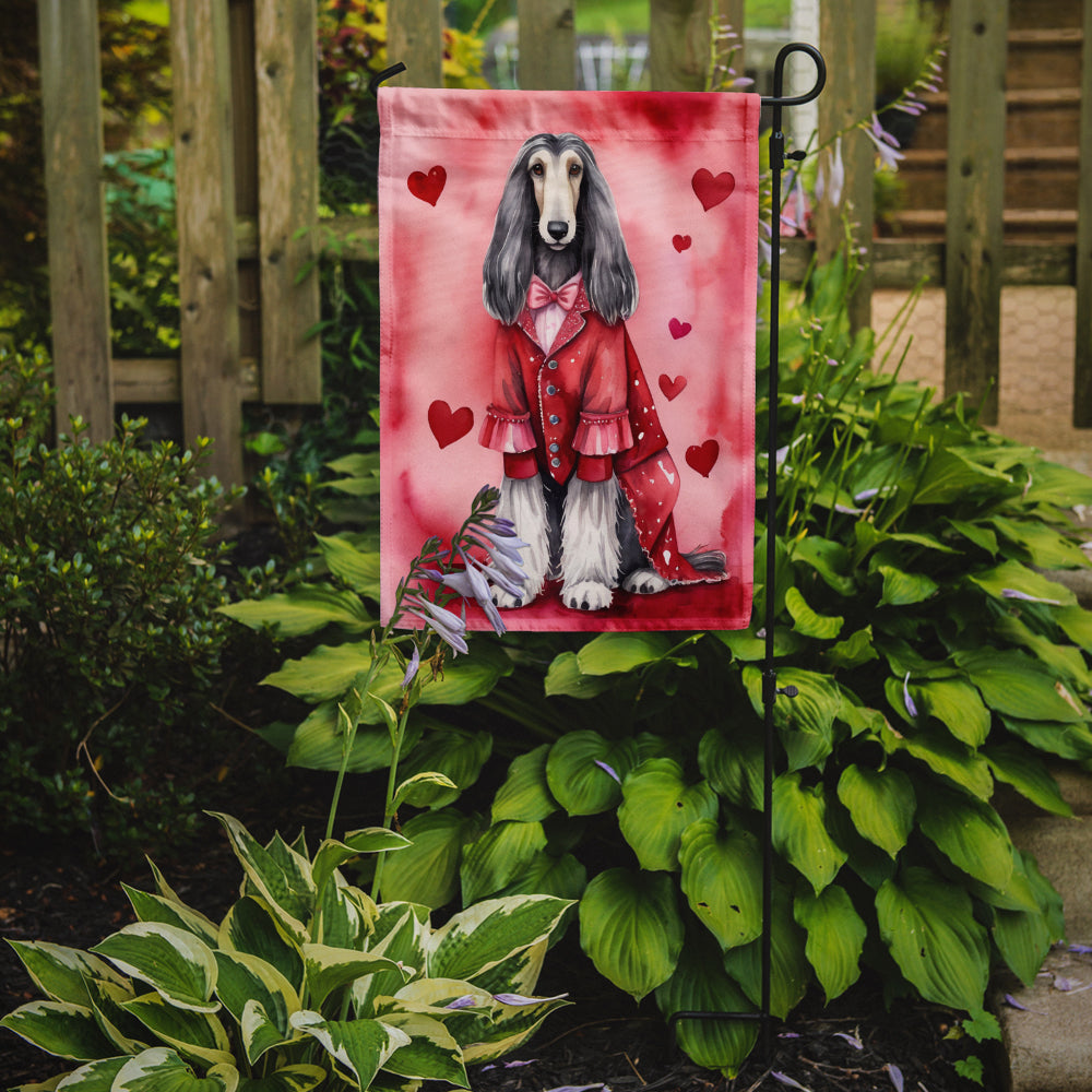 Afghan Hound Valentine’s Day Garden Flag – Dog-Themed Heart Yard Decor