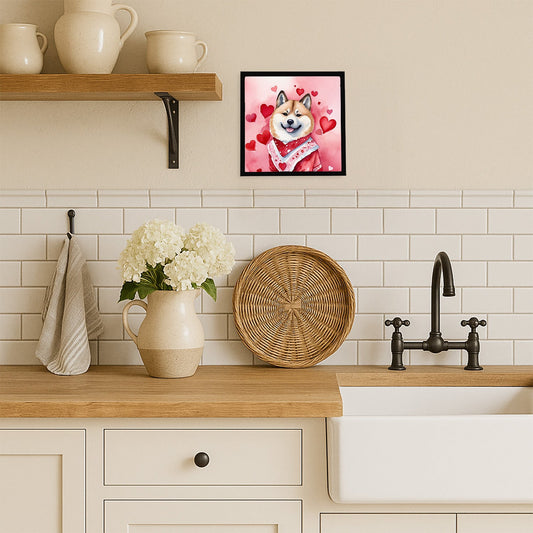 Akita My Valentine Framed Metal Print