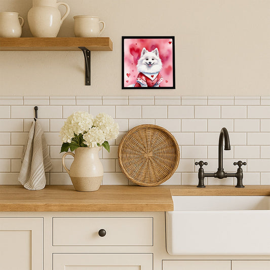 American Eskimo My Valentine Framed Metal Print