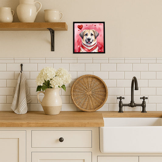 Anatolian Shepherd Dog My Valentine Framed Metal Print