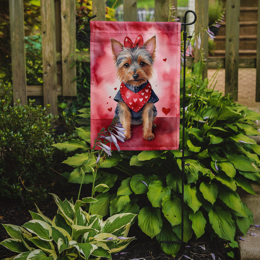 Australian Terrier Valentine’s Day Garden Flag – Dog-Themed Heart Yard Decor