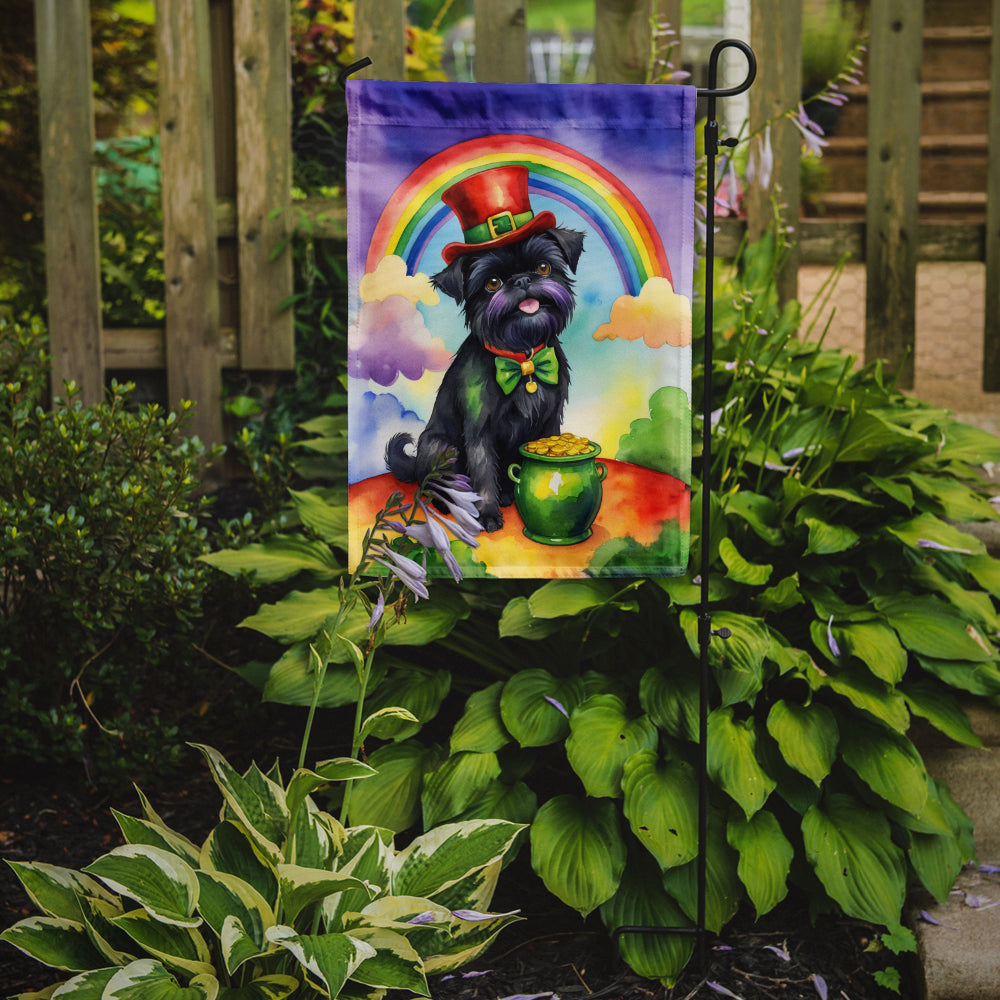 Affenpinscher St. Patrick’s Day Garden Flag – Dog with Pot of Gold & Rainbow Yard Decor