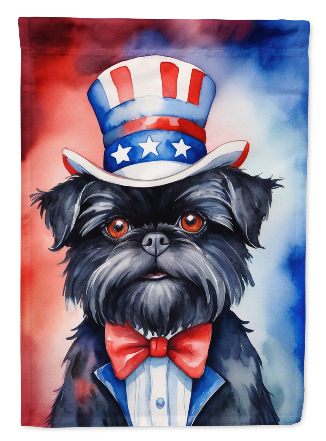 Affenpinscher Patriotic American Garden Flag – Dog in Uncle Sam Hat | Red, White & Blue Outdoor Decor