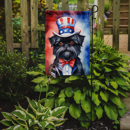 Affenpinscher Patriotic American Garden Flag – Dog in Uncle Sam Hat | Red, White & Blue Outdoor Decor