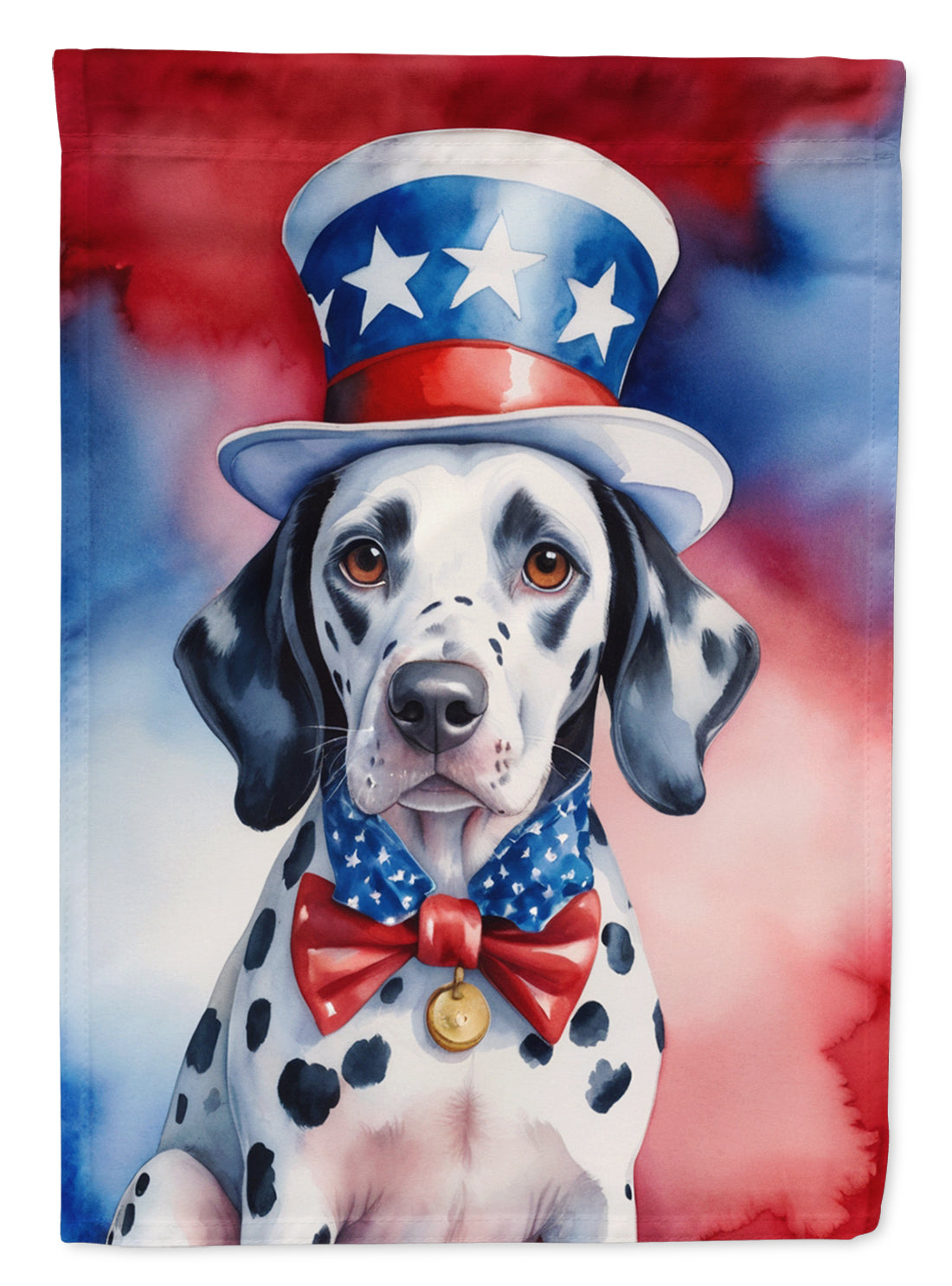 Dalmatian Patriotic American Garden Flag – Dog in Uncle Sam Hat | Red, White & Blue Outdoor Decor