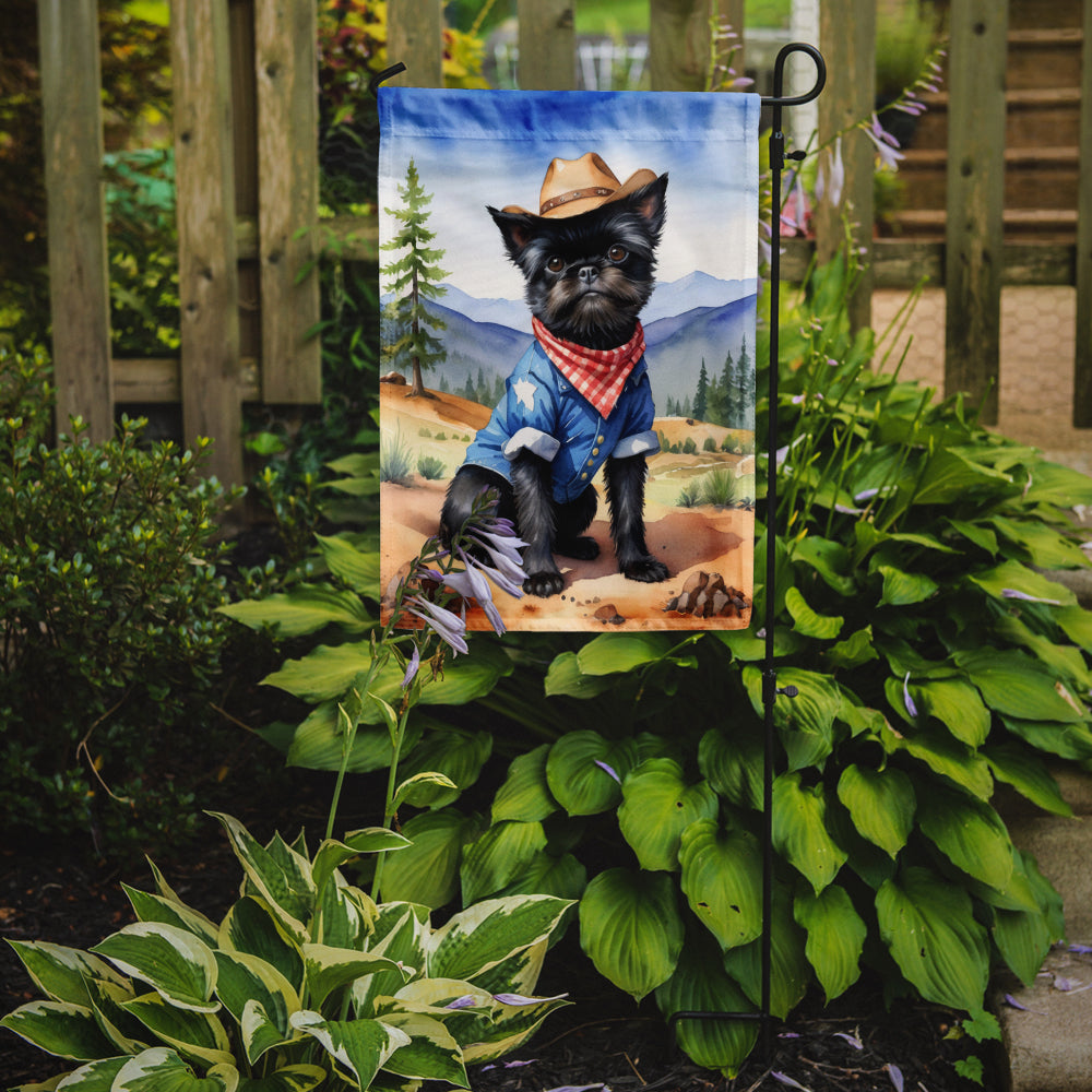 Affenpinscher Cowboy Welcome Garden Flag – Western Dog Yard Decor with Mountain Landscape