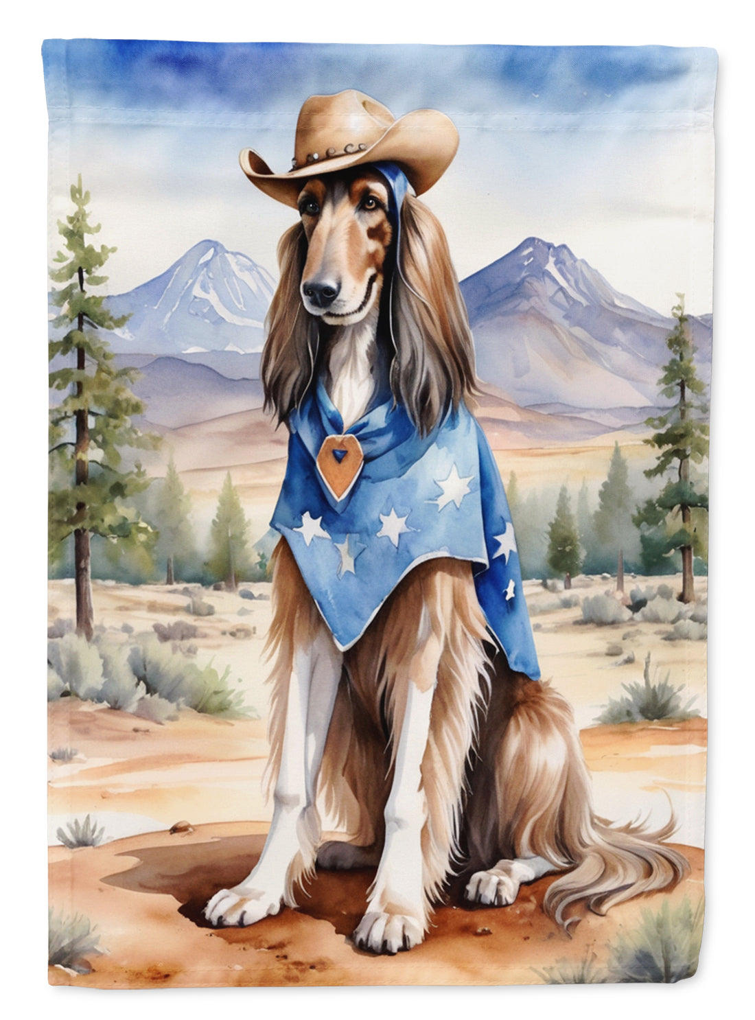 Afghan Hound Cowboy Welcome House Flag