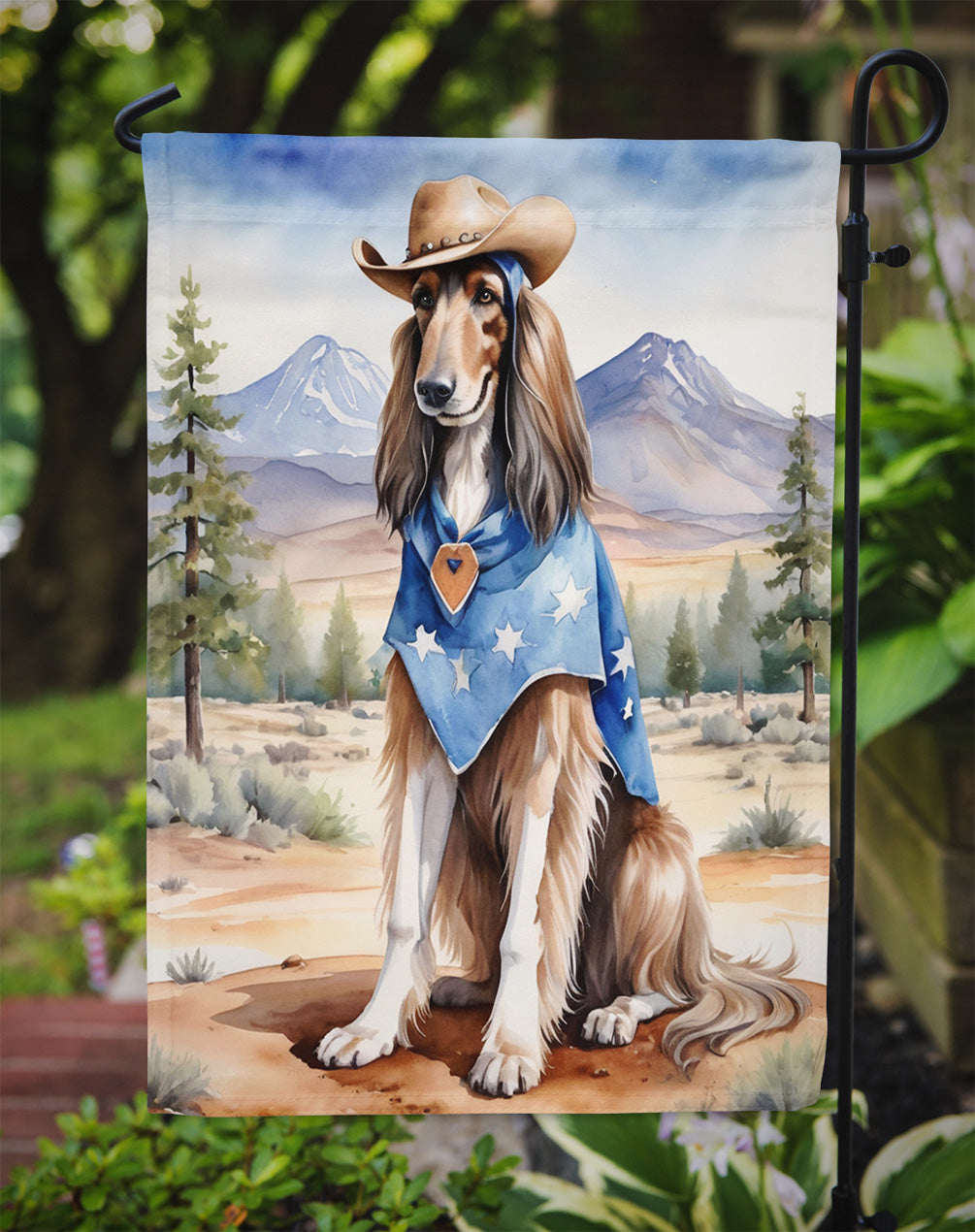 Afghan Hound Cowboy Welcome Garden Flag – Decorative Garden Flag by Caroline's Treasures