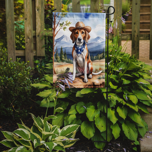 American Foxhound Cowboy Welcome Garden Flag – Western Dog Yard Decor with Mountain Landscape