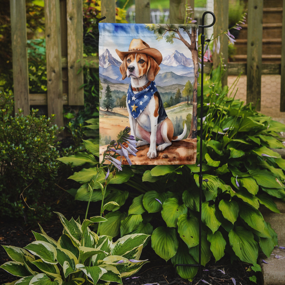 Beagle Cowboy Welcome Garden Flag – Western Dog Yard Decor with Mountain Landscape