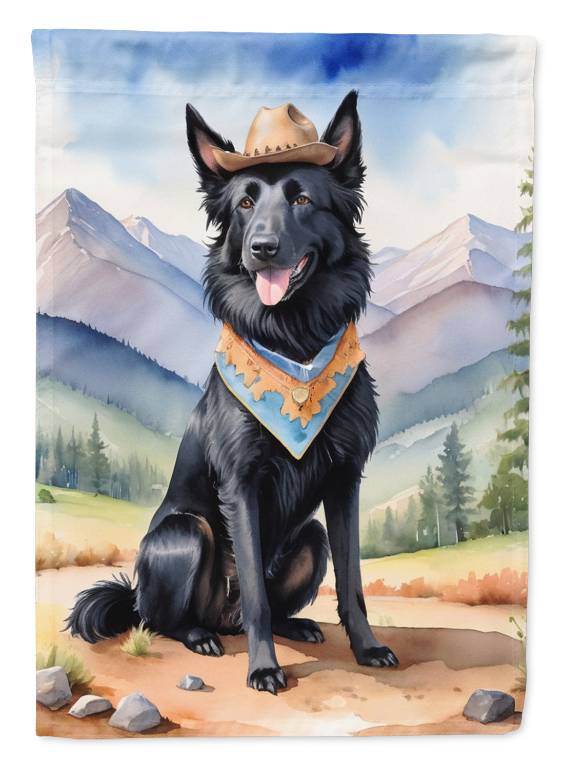 Belgian Sheepdog Cowboy Welcome House Flag