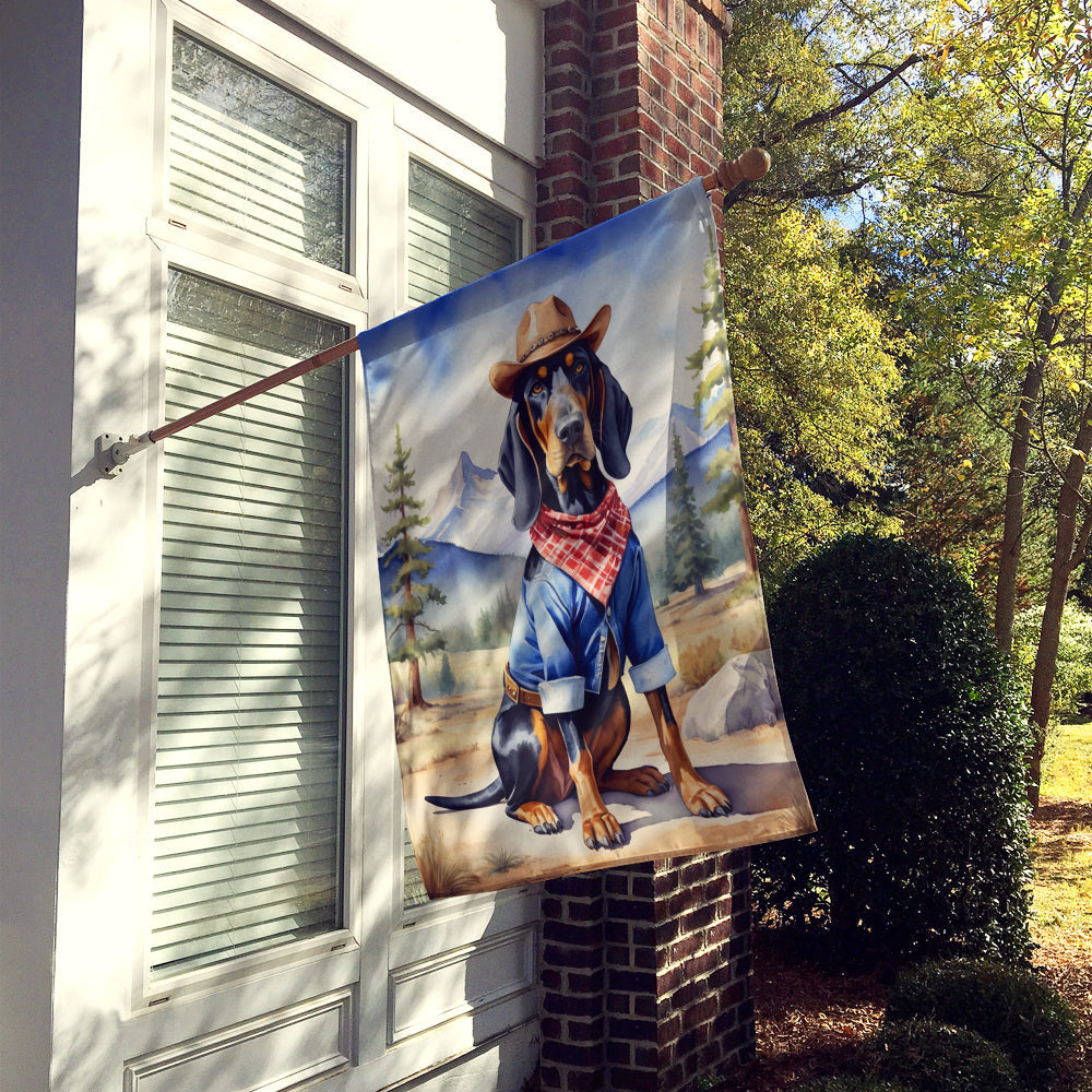 Black and Tan Coonhound Cowboy Welcome House Flag
