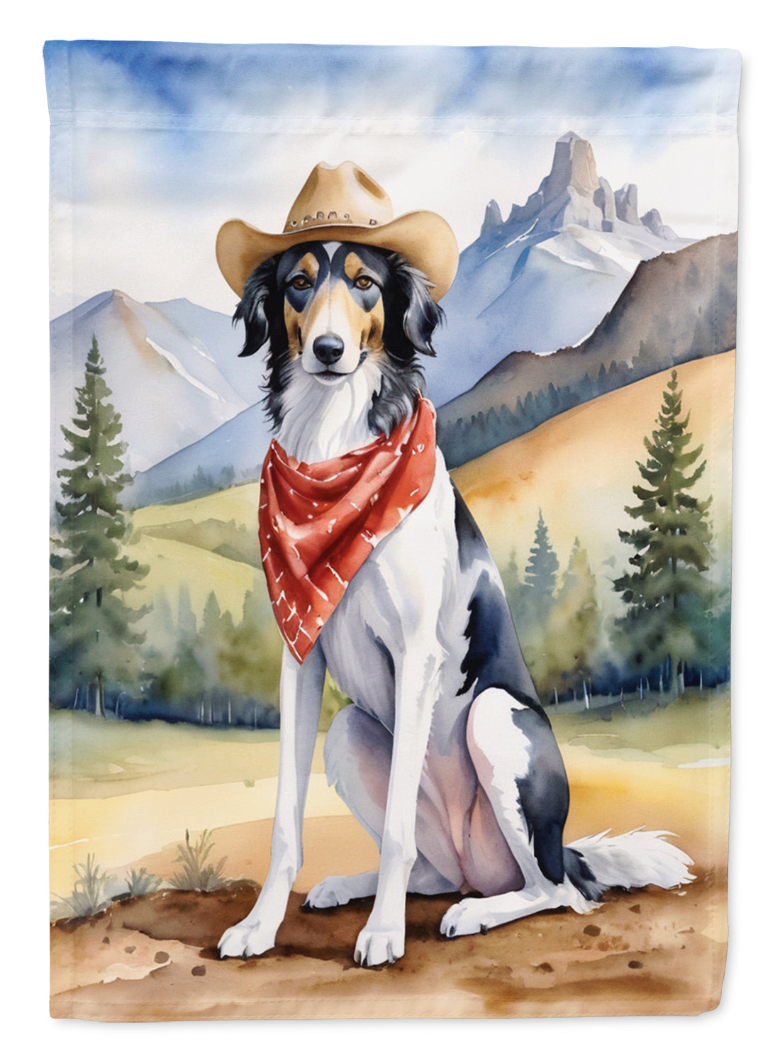 Borzoi Cowboy Welcome House Flag