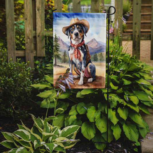 Catahoula Cowboy Welcome Garden Flag – Western Dog Yard Decor with Mountain Landscape