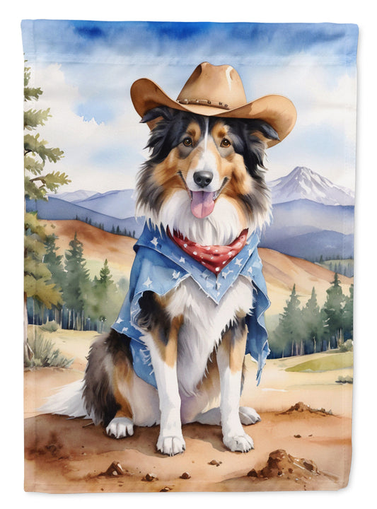 Collie Cowboy Welcome House Flag