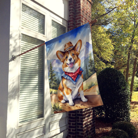 Corgi Cowboy Welcome House Flag