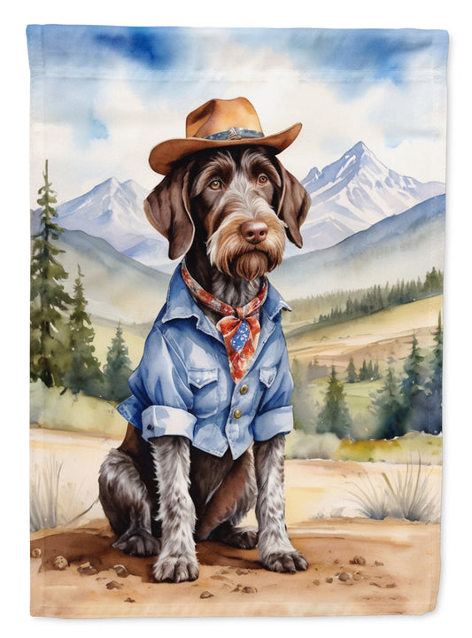 German Wirehaired Pointer Cowboy Welcome House Flag