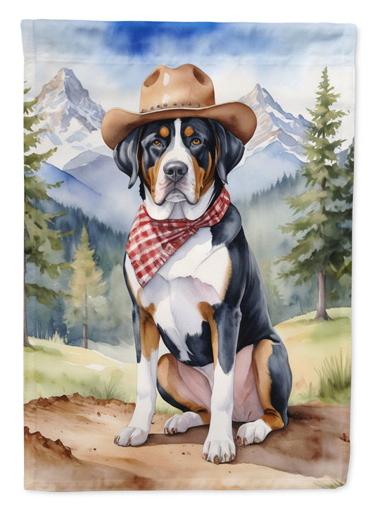 Greater Swiss Mountain Dog Cowboy Welcome House Flag