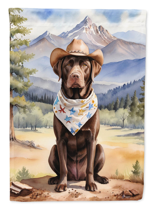 Labrador Retriever Cowboy Welcome Garden Flag – Western Dog Yard Decor with Mountain Landscape