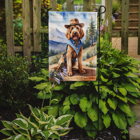 Otterhound Cowboy Welcome Garden Flag – Western Dog Yard Decor with Mountain Landscape