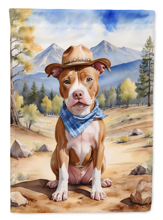 Pit Bull Terrier Cowboy Welcome House Flag