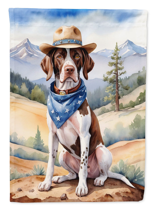 Pointer Cowboy Welcome Garden Flag – Western Dog Yard Decor with Mountain Landscape