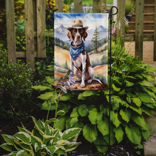 Pointer Cowboy Welcome Garden Flag – Western Dog Yard Decor with Mountain Landscape