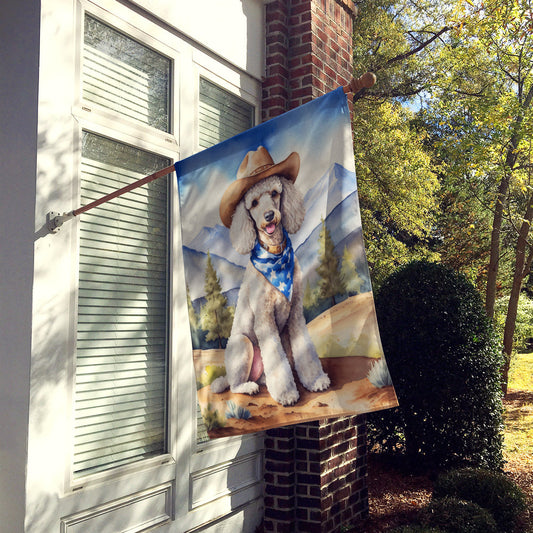 Poodle Cowboy Welcome House Flag
