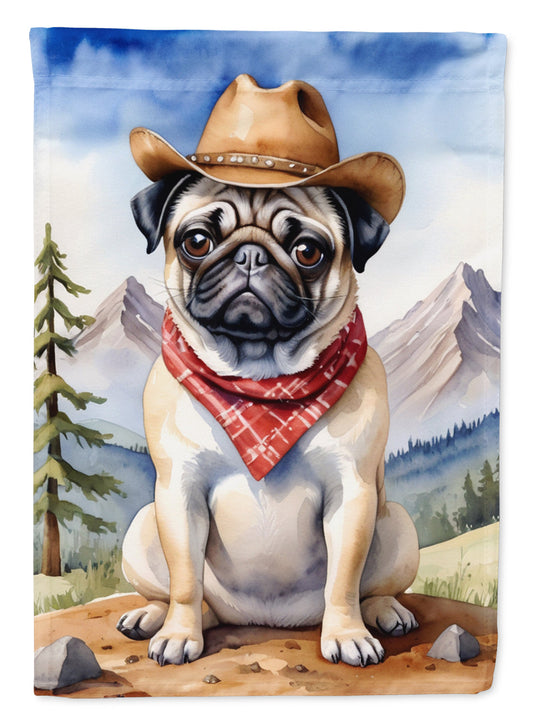 Pug Cowboy Welcome House Flag