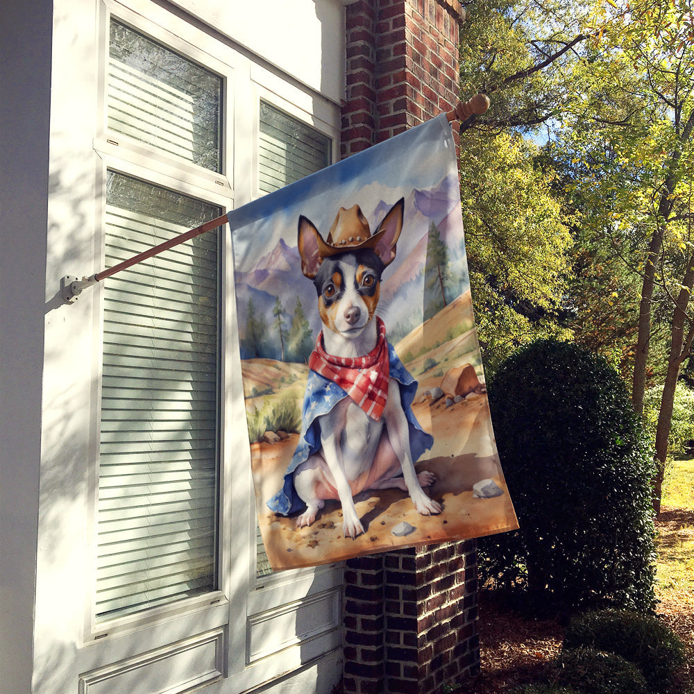 Rat Terrier Cowboy Welcome House Flag