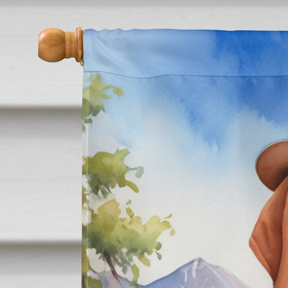 Redbone Coonhound Cowboy Welcome House Flag
