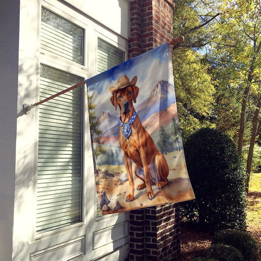 Rhodesian Ridgeback Cowboy Welcome House Flag