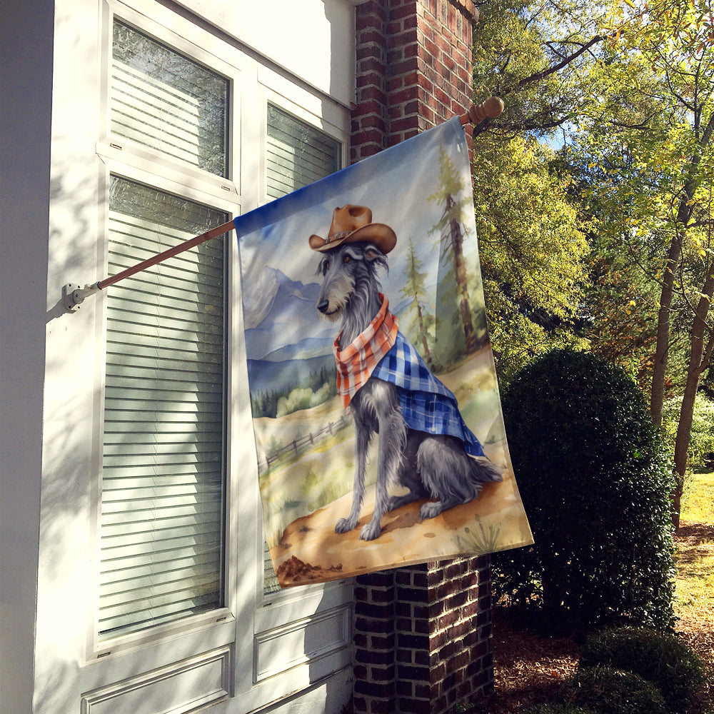 Scottish Deerhound Cowboy Welcome House Flag